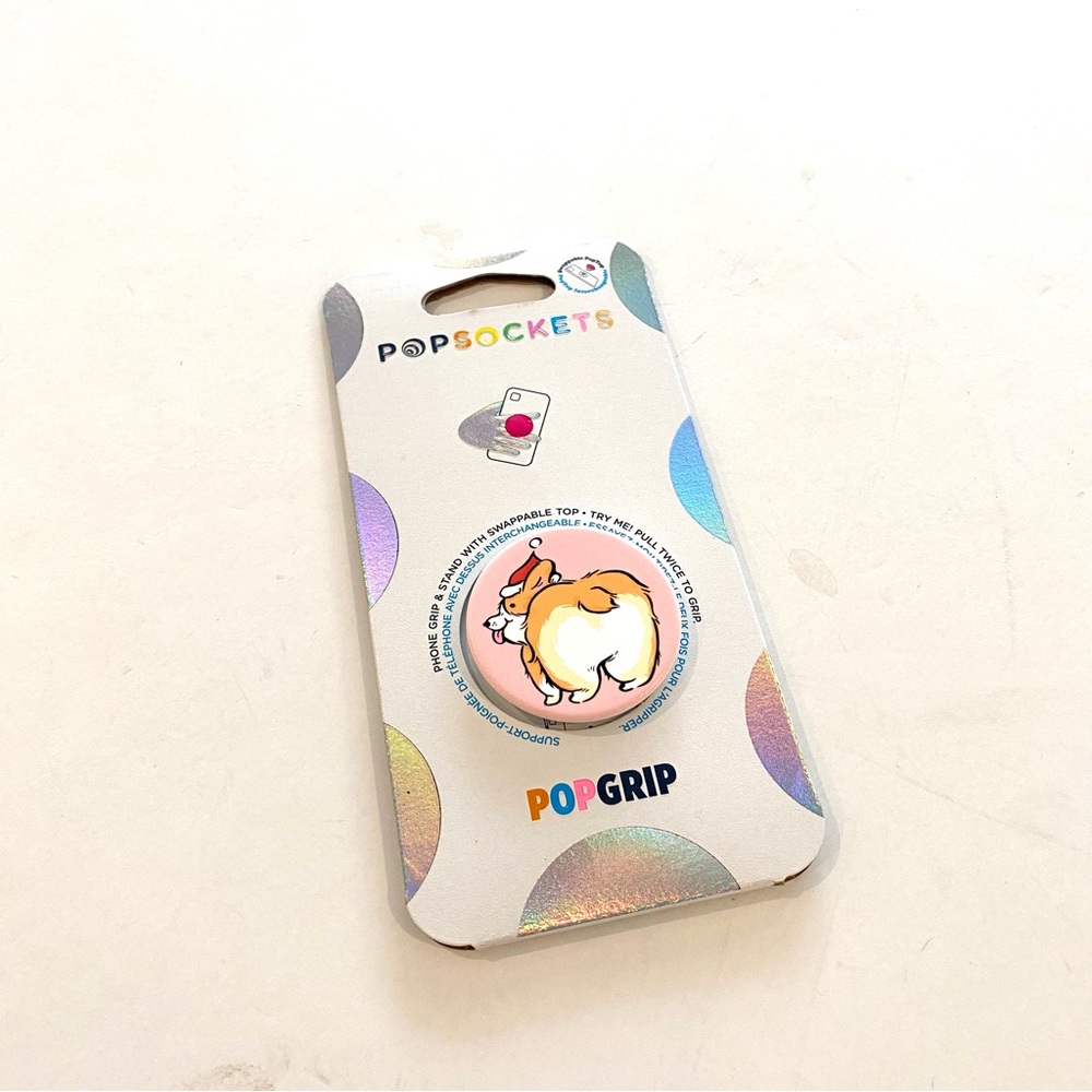 POPSOCKETS NWT A Corgi Christmas Phone Grip and Stand With Swappable Top C4